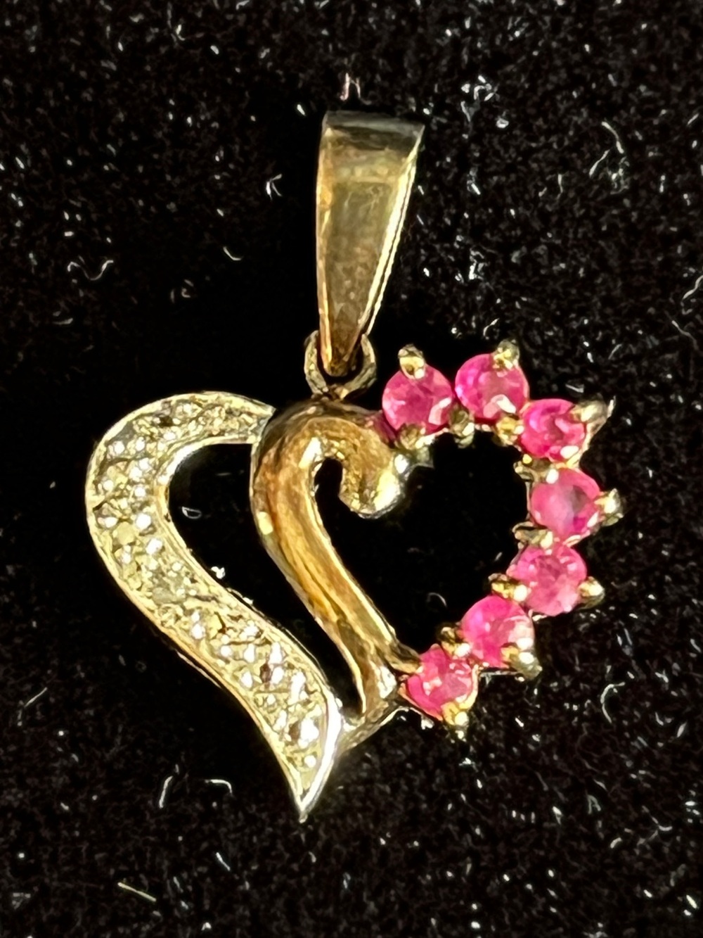 Ross Simon RSE 925 Ruby Diamond Sterling Silver Vermeil Heart Pendant Necklace